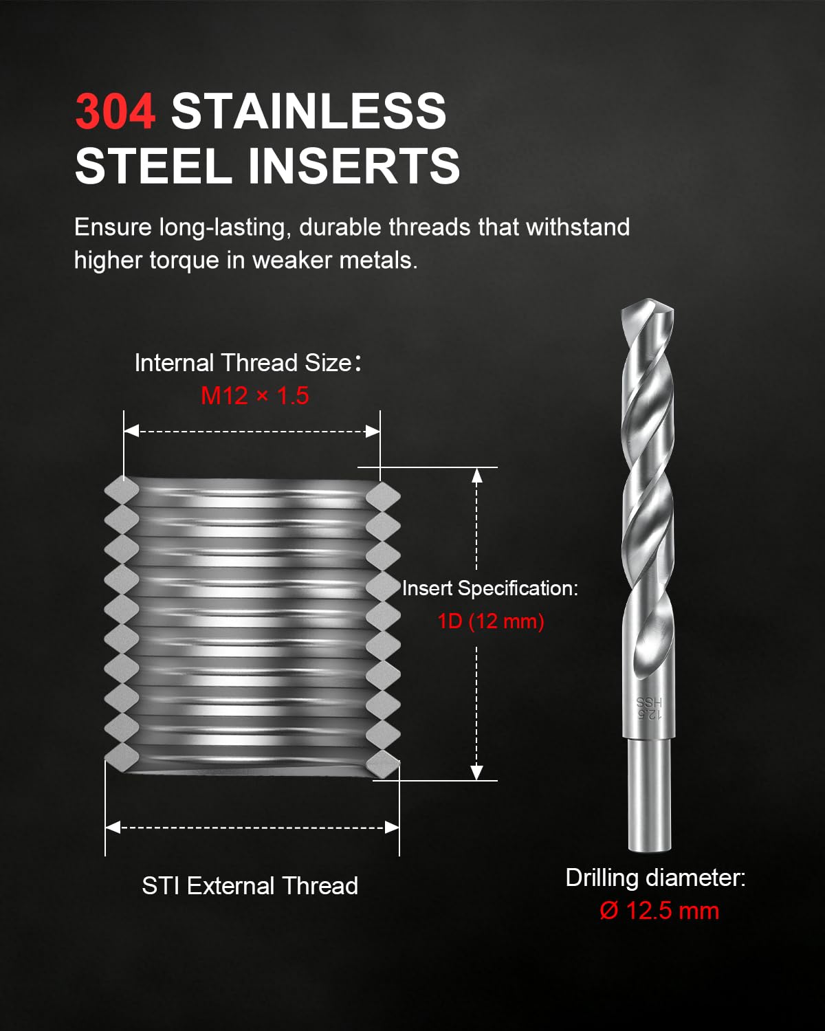Kolvoii helicoil stainless-steel insert close-up highlighting corrosion resistance