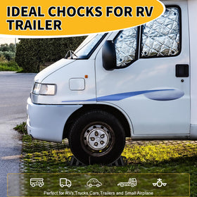 Komokeru chocks stacked to show compact, space-saving storage
