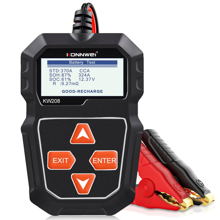 KONNWEI KW208 front view showing compact tester for easy storage