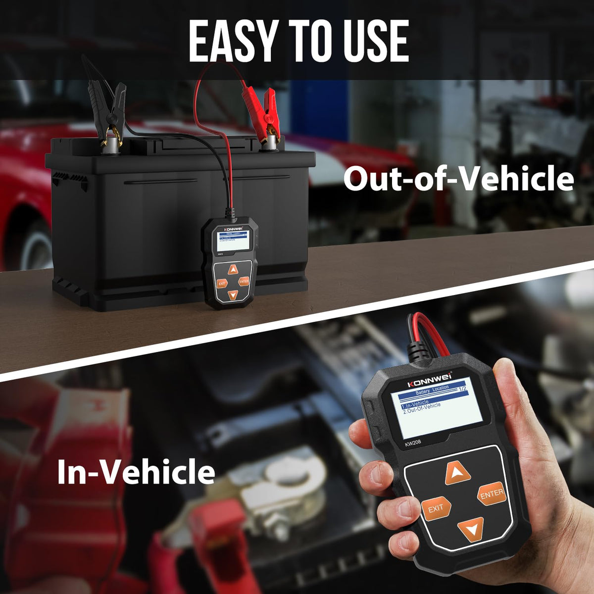 KONNWEI next to a smartphone showing compact size and portability