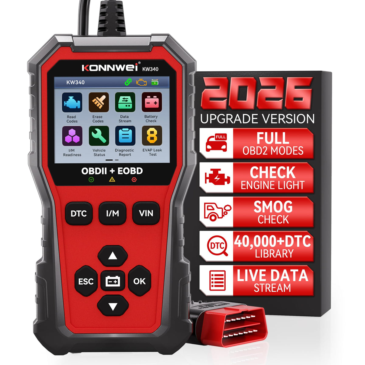 KONNWEI KW340 front display showing codes and easy reading