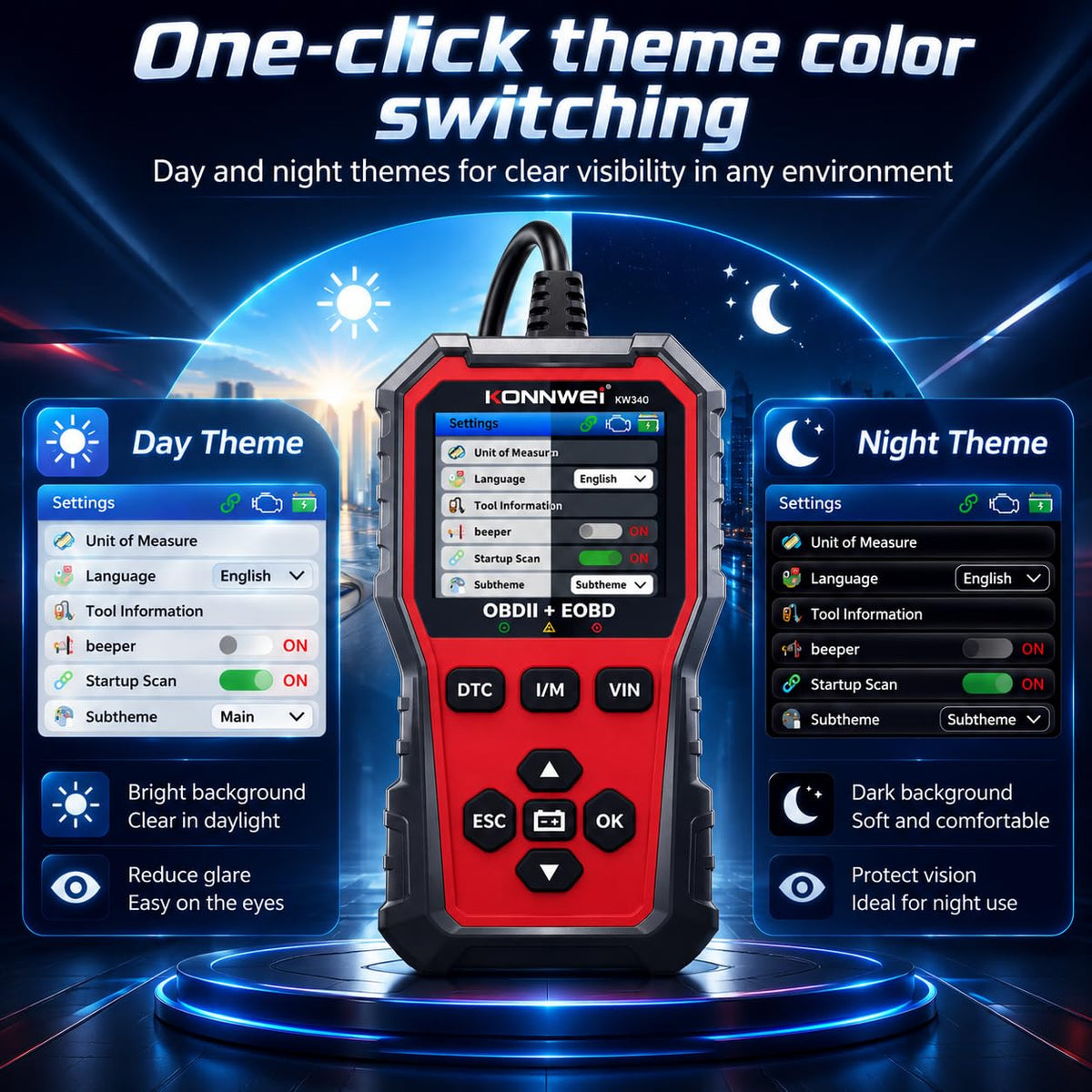 KONNWEI KW340 held in hand to show compact portable size