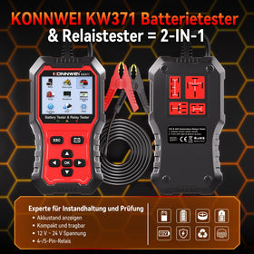 KONNWEI KW371 alligator clips and cables connected for safe battery hookup