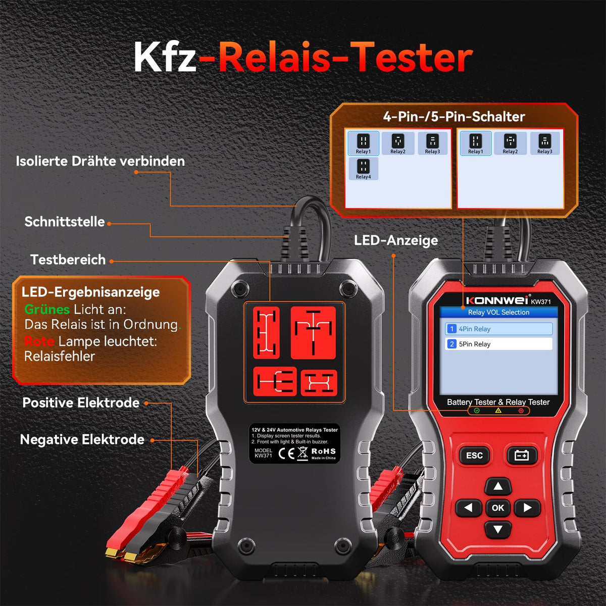 KONNWEI KW371 graphical waveform close-up showing voltage behavior clearly