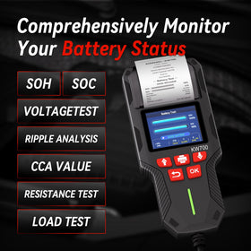 KONNWEI KW700 thermal printer producing a diagnostic report for documentation