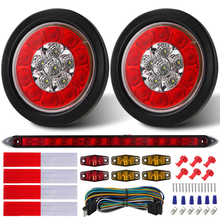 Konrali front view of 4-inch round LED tail light showing integrated backup benefit