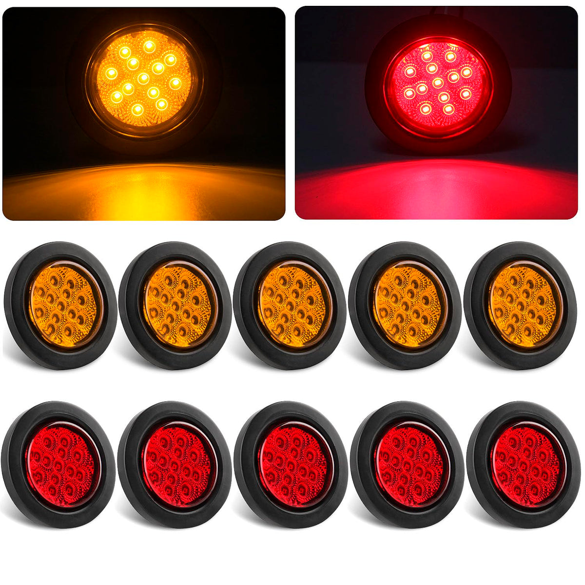 Konrali front view showing five amber and five red marker lights for clear identification