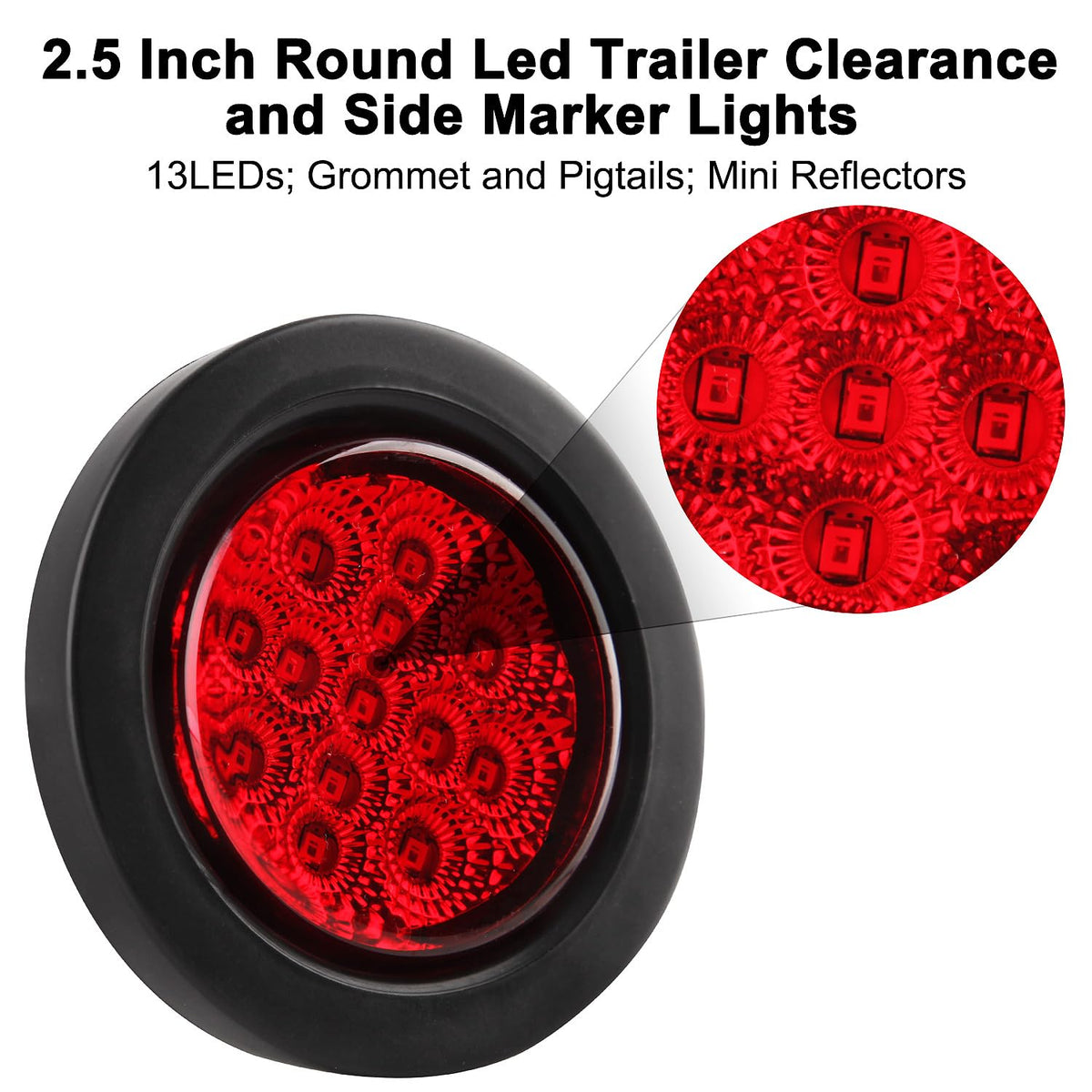 Konrali close-up of 13 LEDs and faceted reflector highlighting increased brightness