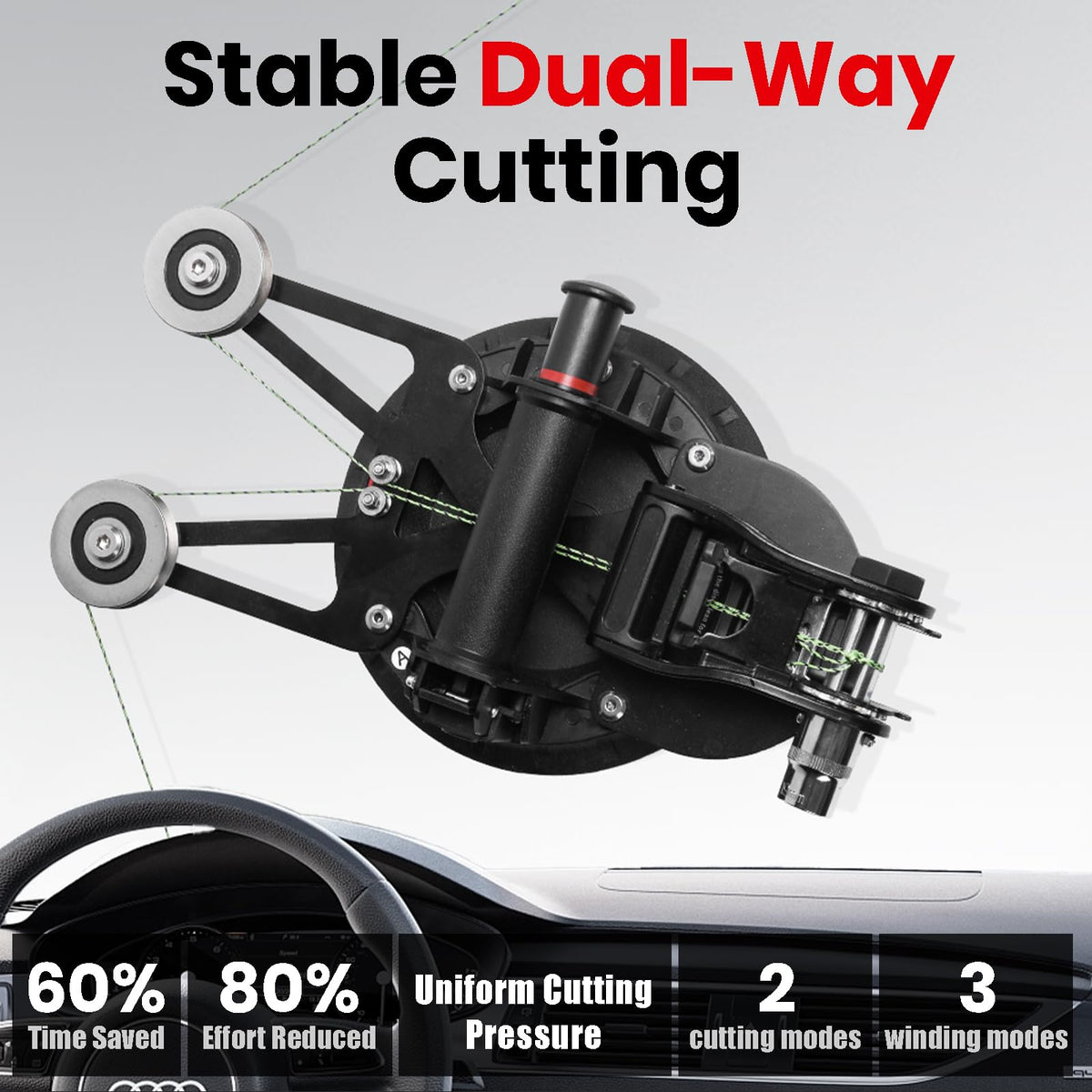 konzition heavy-duty suction cup attached to glass for stable positioning and safer cuts