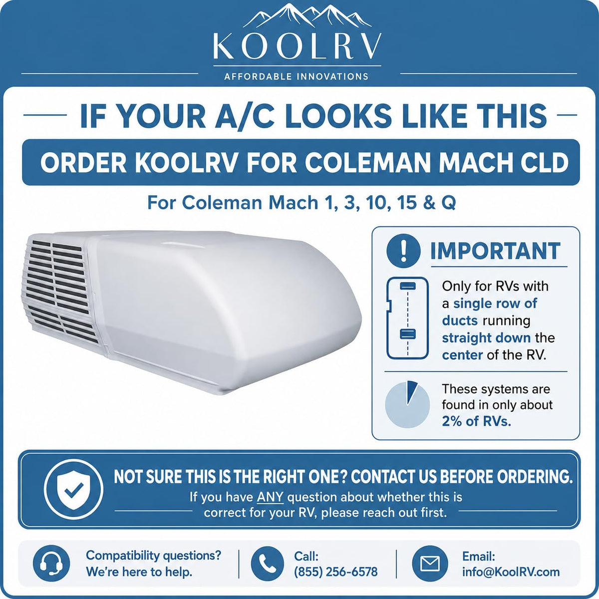 KoolRV label and spec plate verifying model compatibility and specs