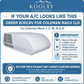 KoolRV label and spec plate verifying model compatibility and specs