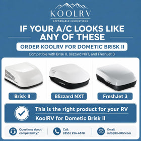 KoolRV label and compatibility sticker clarifying fit for Blizzard NXT and FreshJet 3
