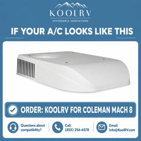 KoolRV size comparison beside hand showing scale for quick installation and compatibility benefit