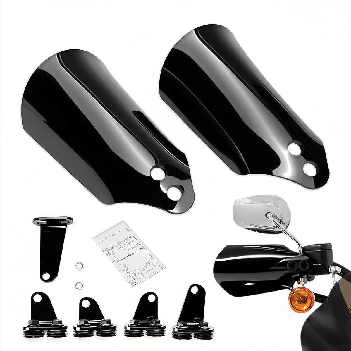 KOONDHEEND front-mounted handguards on Harley showing protection and style