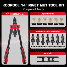 KOOPOOL blow-molded case open with organized mandrels and rivet nuts for quick access
