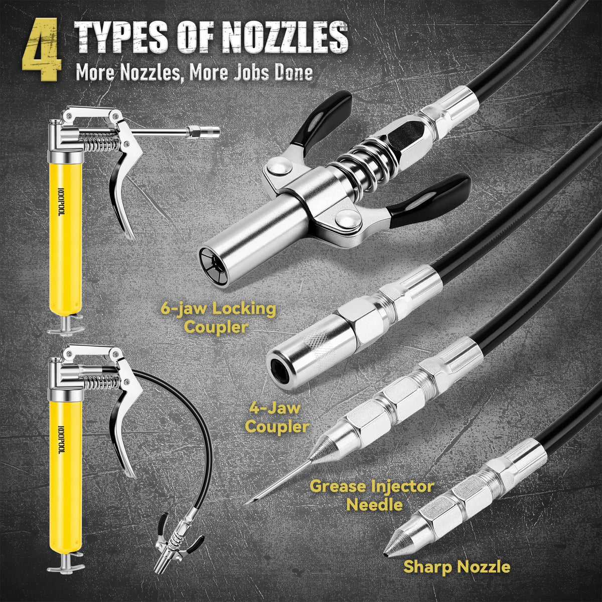 KOOPOOL 12-inch flex hose bending to reach awkward angles with high-pressure flow