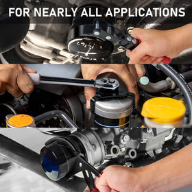 KOOPOOL wrench in use under hood showing access in tight engine spaces