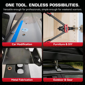 KOOPOOL tool beside a tape measure illustrating 14-inch scale for tight-space work