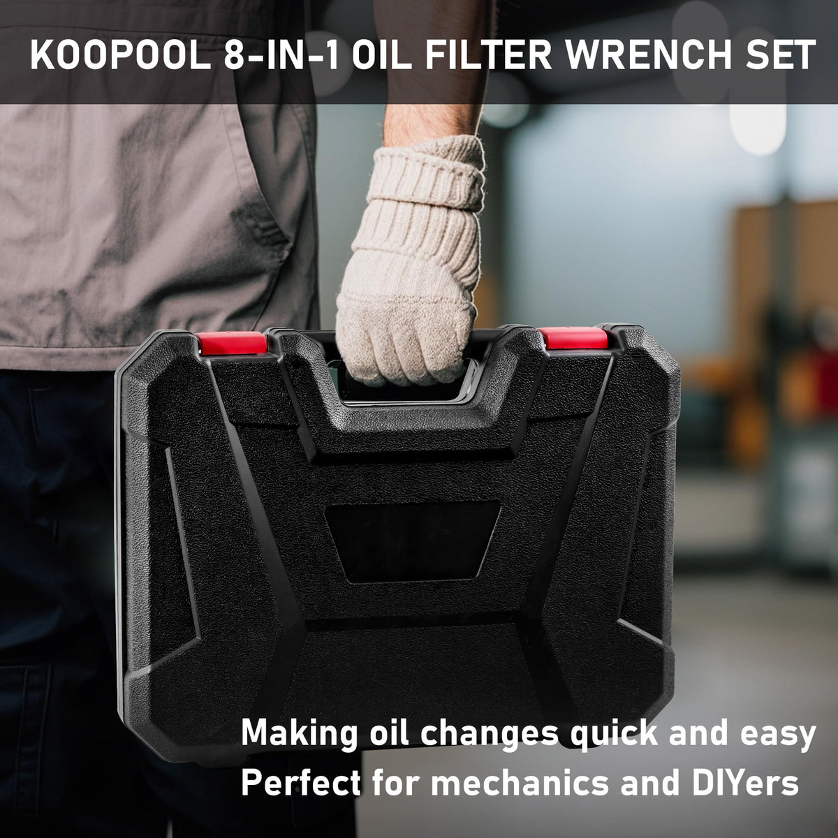 KOOPOOL PVC handle and serrated jaw close-up showing slip-resistant control