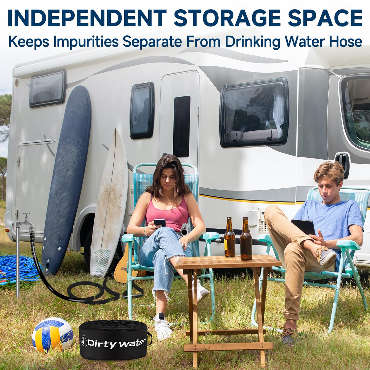Kooprimit hose at campsite setup illustrating reliable outdoor performance and convenience