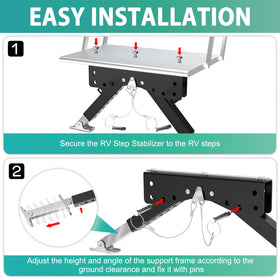 KOPKIO stabilizer installed on camper steps providing steady footing
