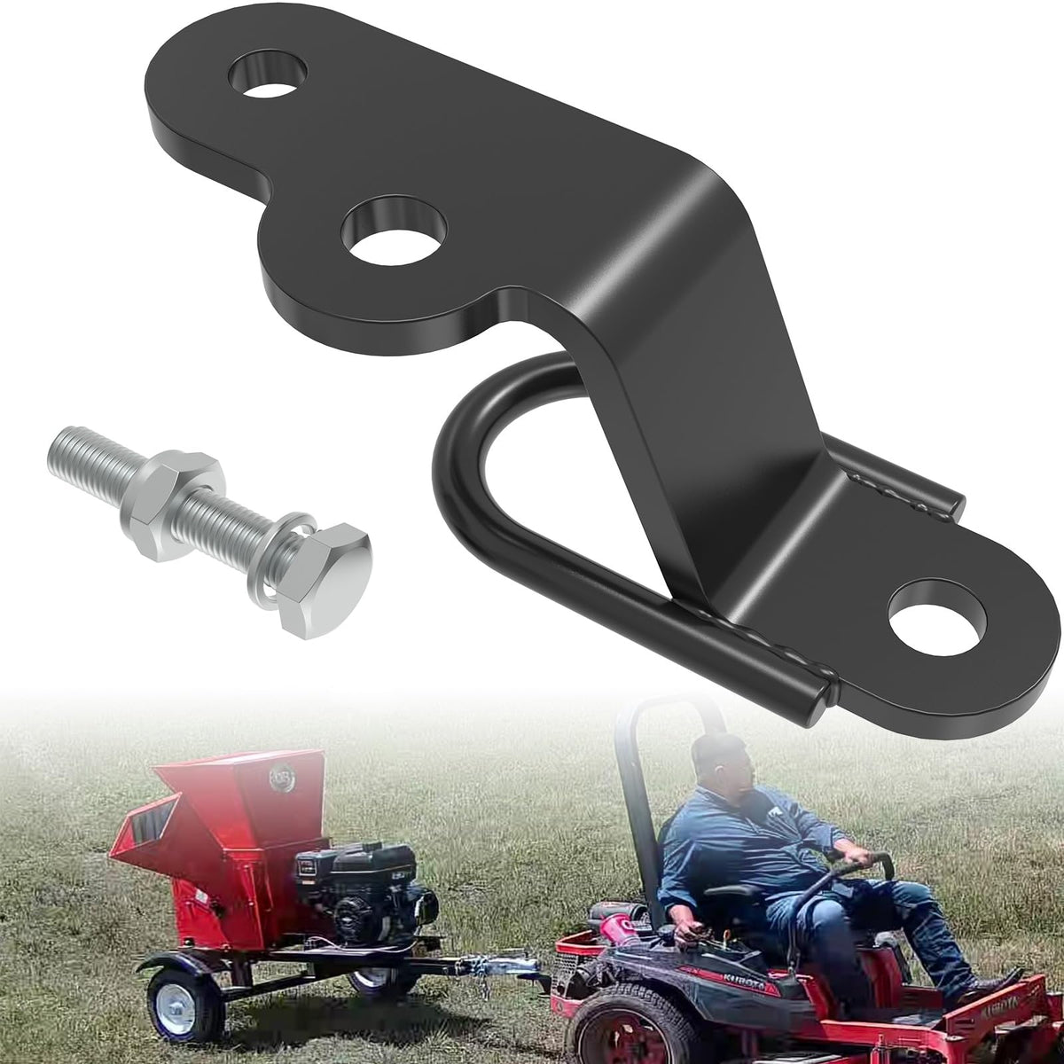 KOPKIO three-way hitch front view showing bolt-on configuration and versatility