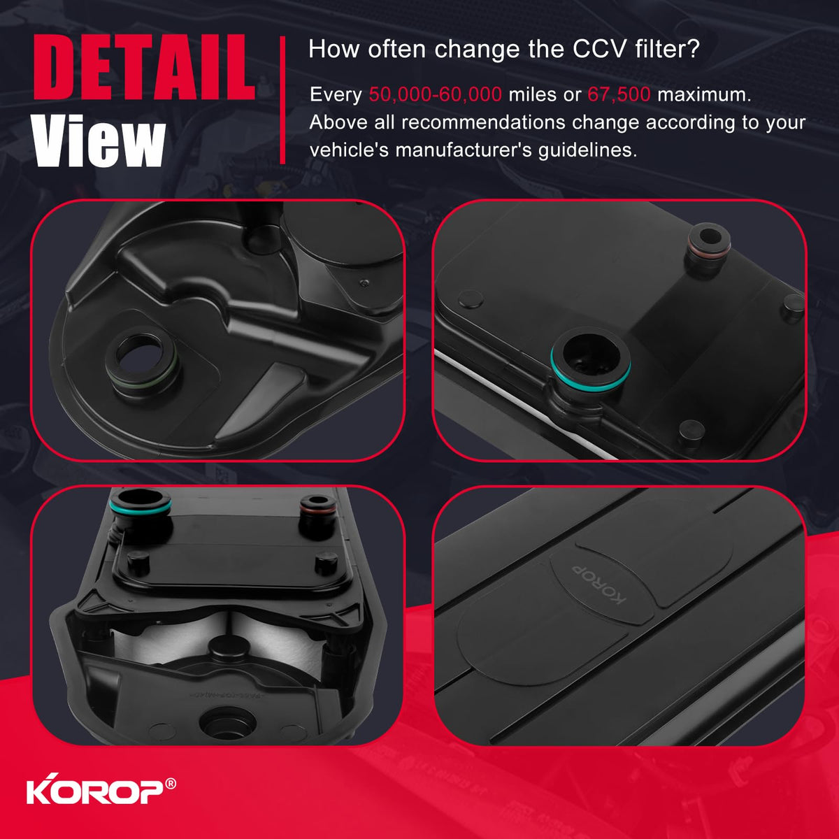 KOROP product label listing replacement numbers for confident part matching
