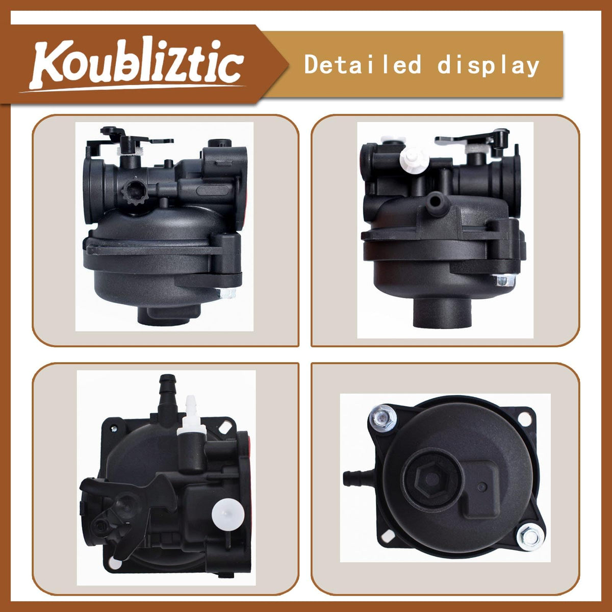 Koubliztic carburetor installed on Briggs & Stratton engine demonstrating correct fit and restore performance