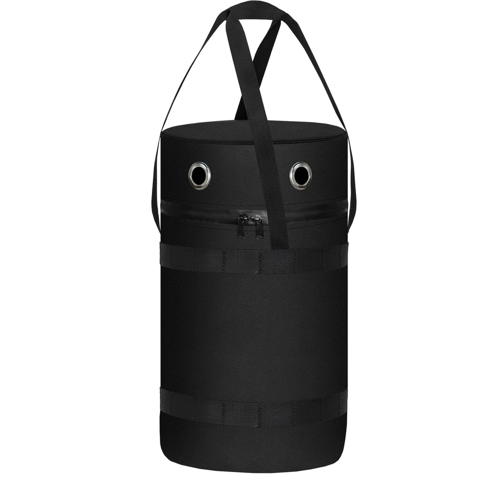 Kovshuiwe front view showing full bag protecting propane tank for clean storage