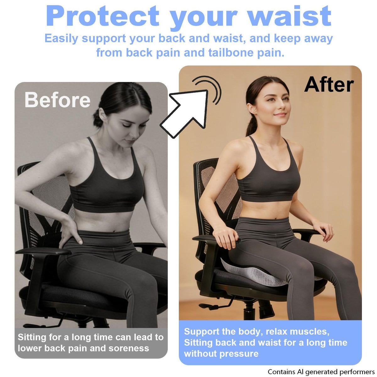kowptyy anti-slip bottom pattern secures cushion on any seat surface