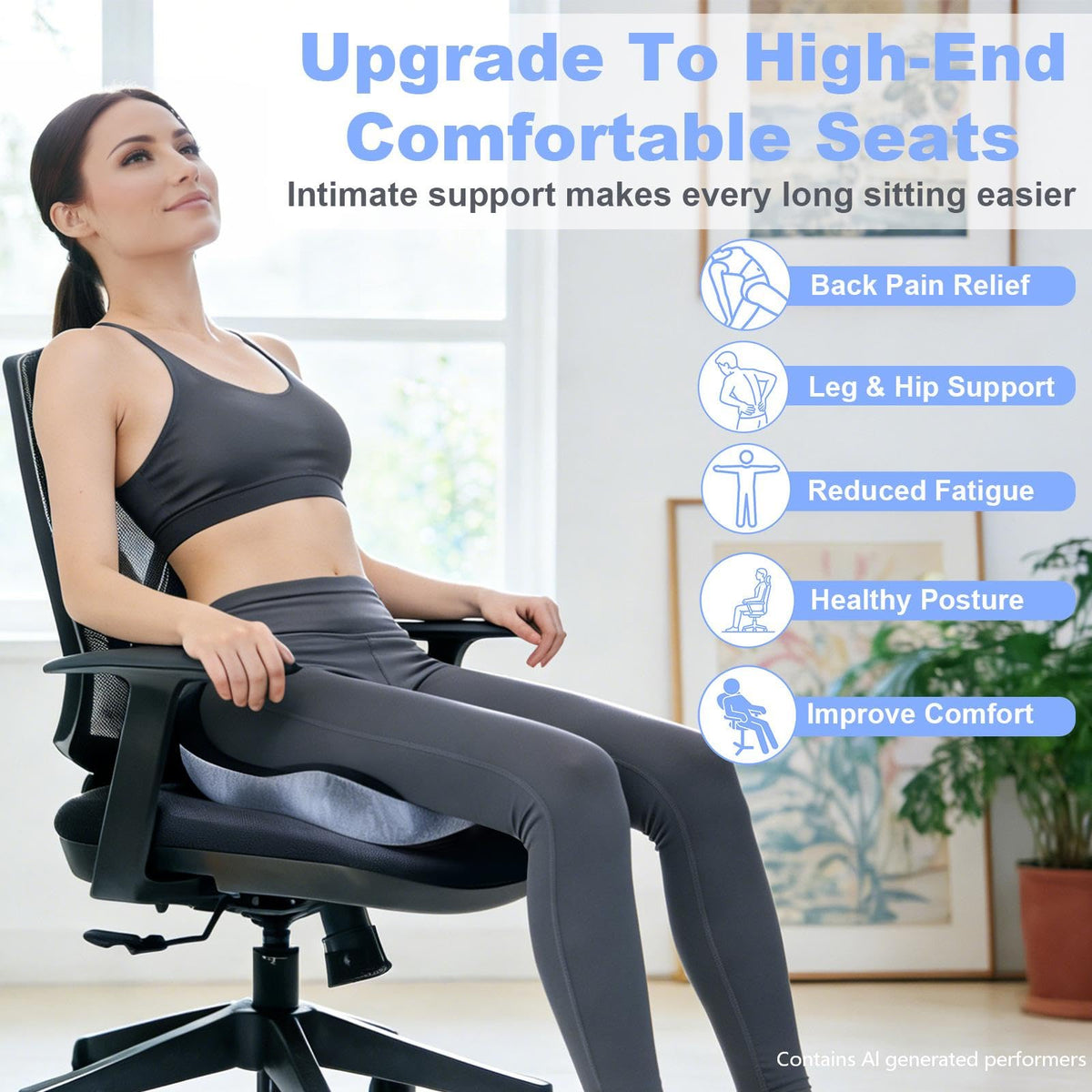 kowptyy breathable mesh cover detail keeps you cool during long sitting