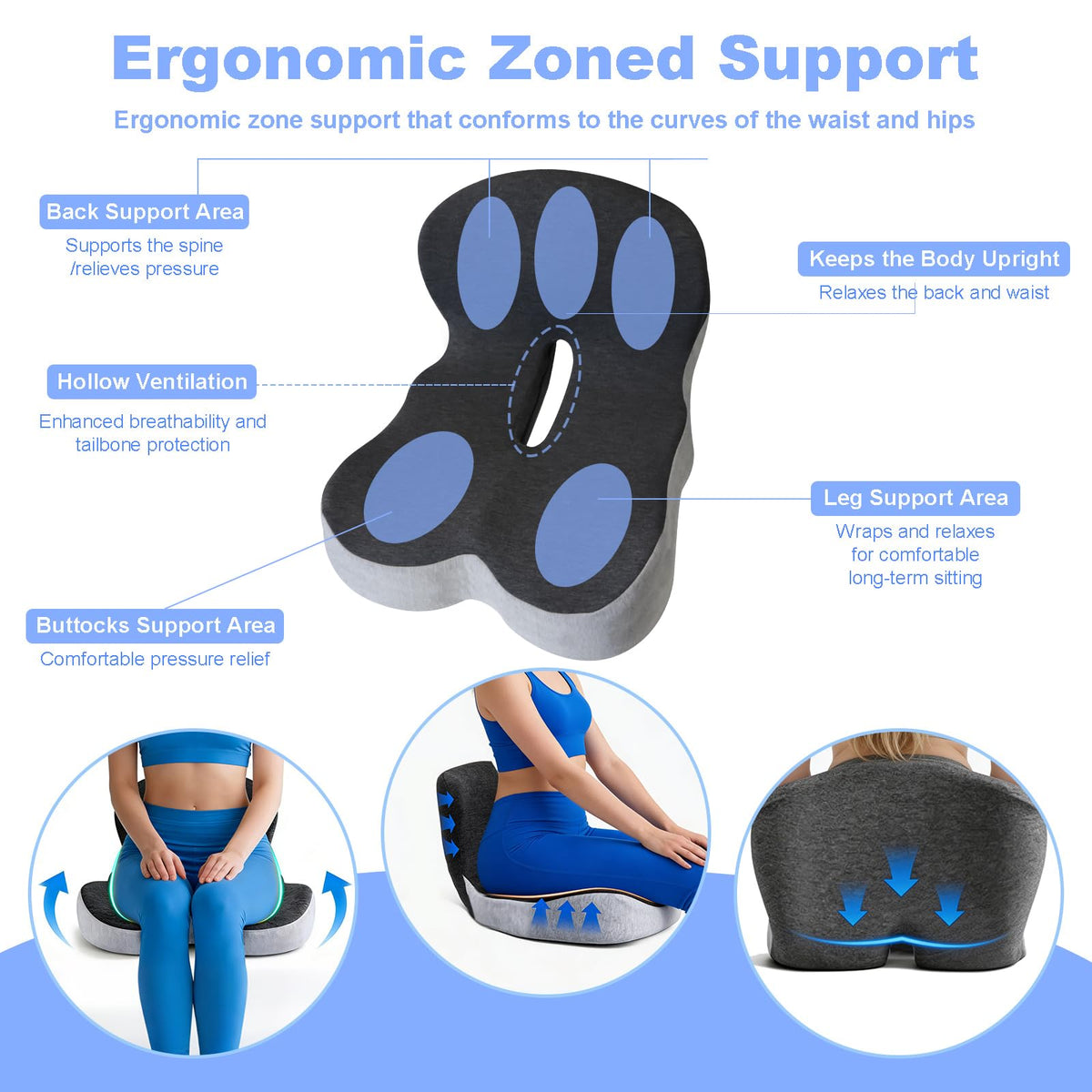 kowptyy cushion installed in car seat enhances driver comfort on trips