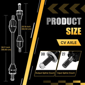 Koxot right CV axle assembly close-up showing machined splines and durable finish for long life