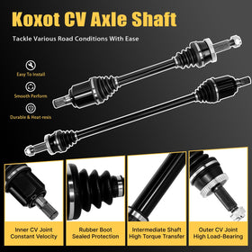 Koxot two front CV shafts side-by-side for scale and to show matched pair consistency