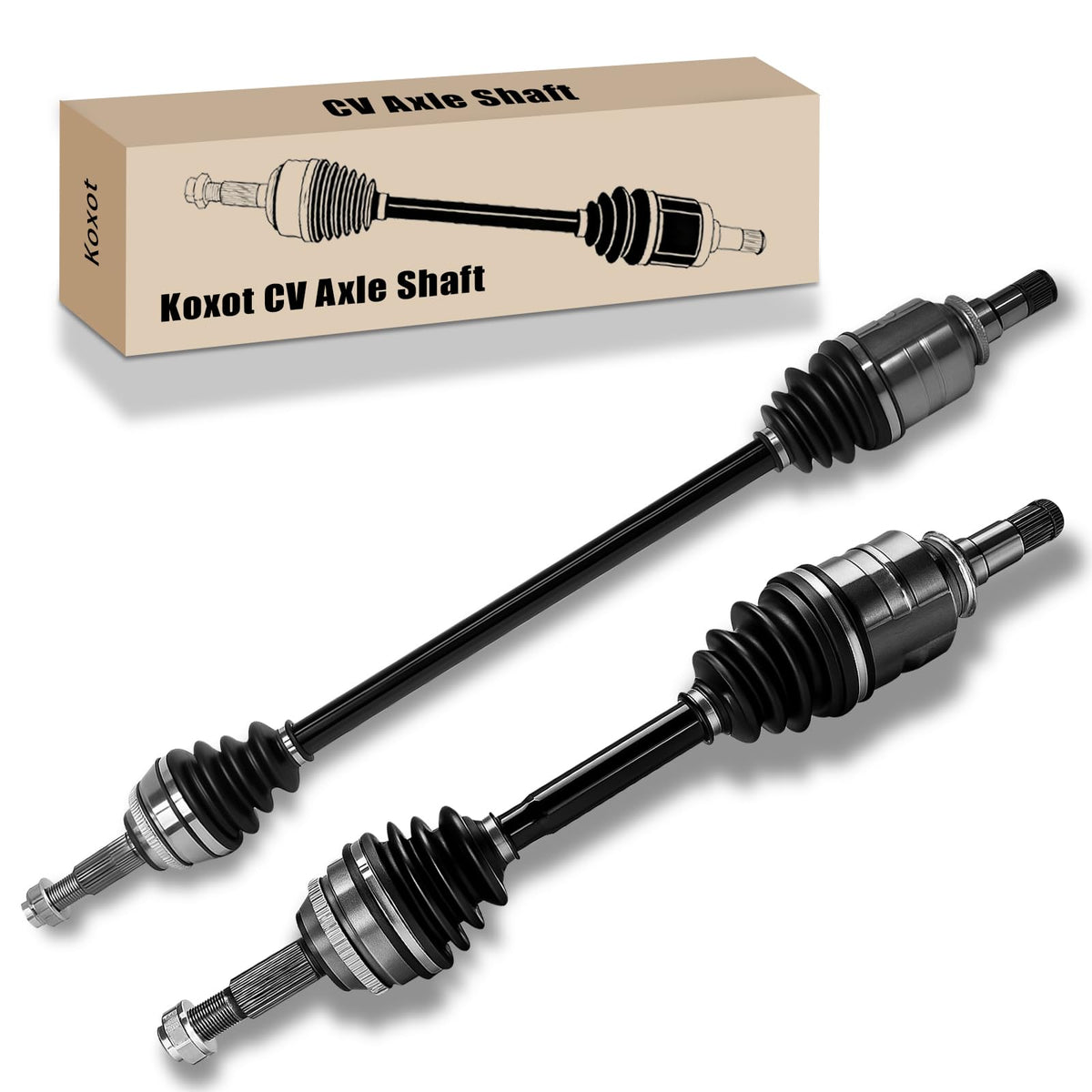 Koxot front axles packaging showing both left and right assemblies and fitment labels