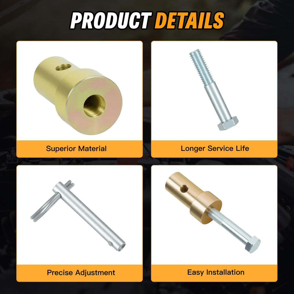 Kozlira close-up of stainless 3/8-16 x 2-1/4 bolt threads, ensures corrosion resistance