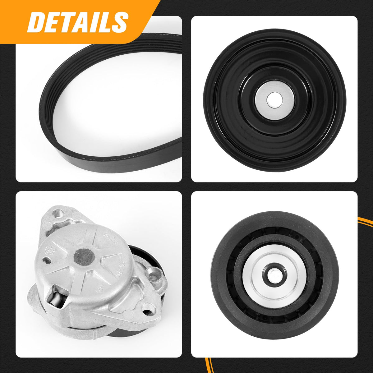 Kozlira idler pulley bearing detail highlighting smooth rotation and reduced vibration benefit