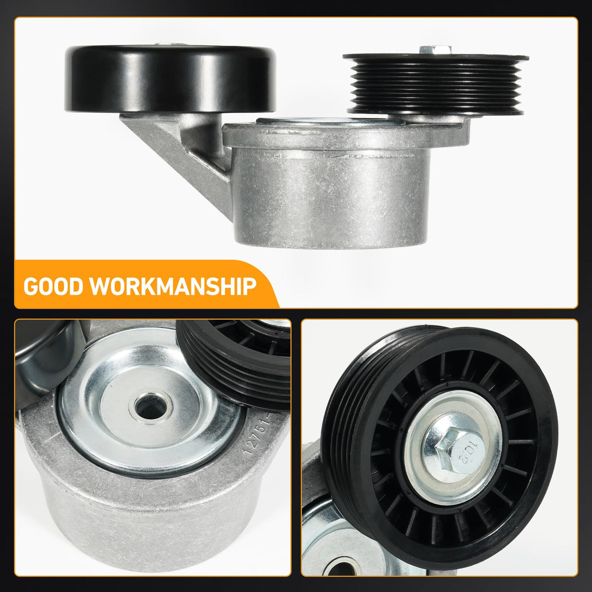 Kozlira tensioner pulley close-up showing construction and durability
