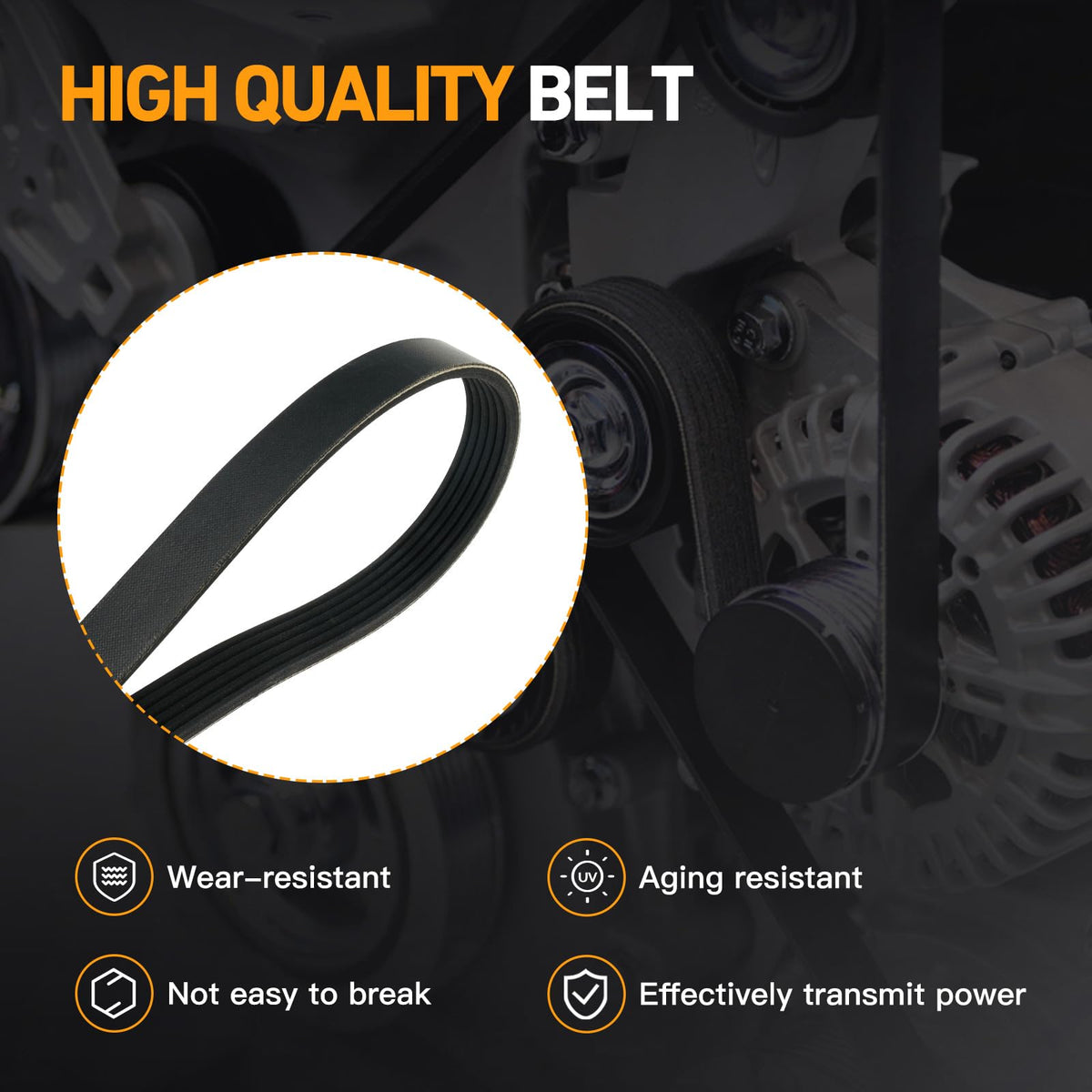 Kozlira V-ribbed belt flat lay displaying ribs and wear-resistant material