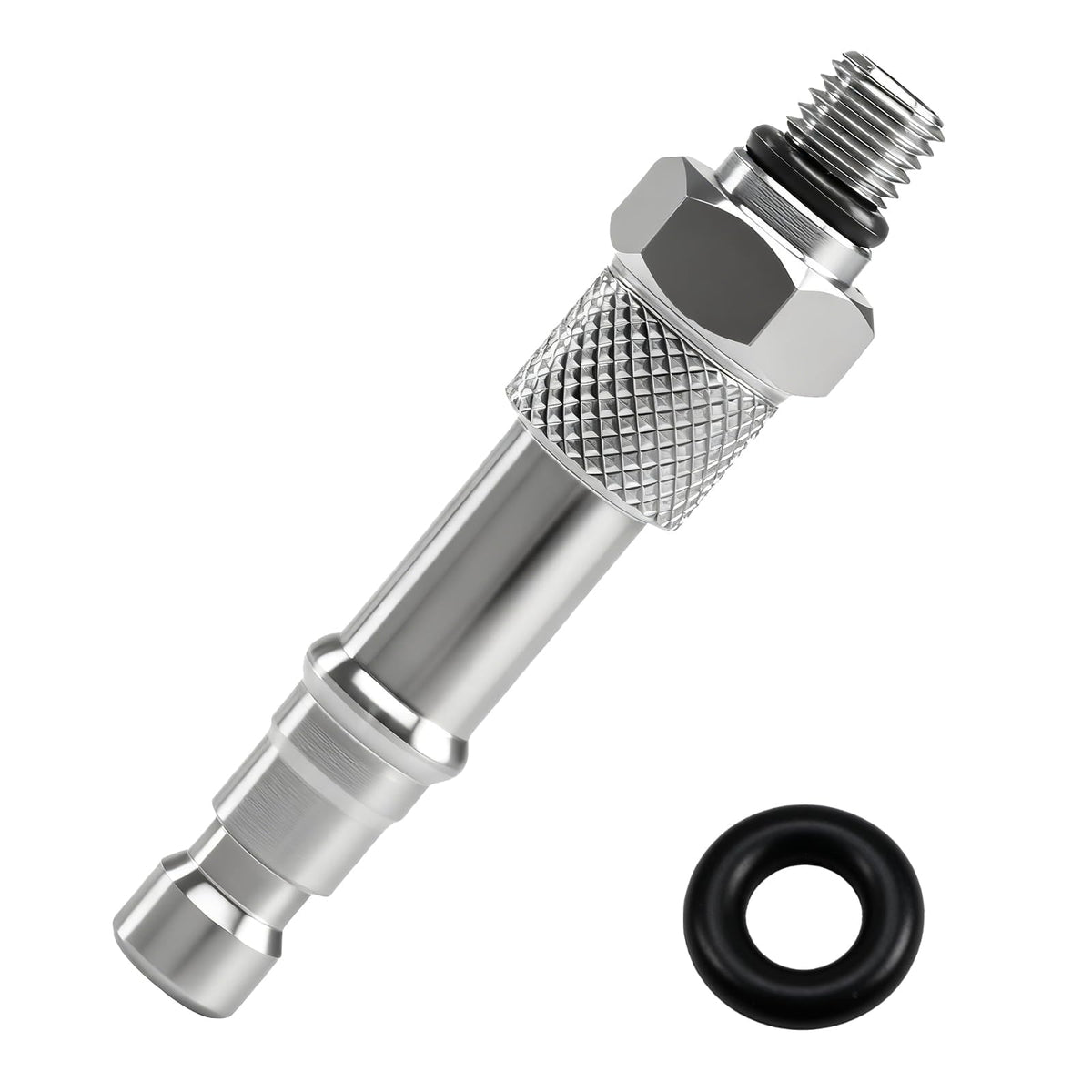 KPALAG adapter front view showing durable stainless body and clear fit benefit
