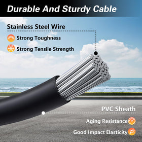 KPALAG long upper cable close-up showing stainless core and durability for long routing