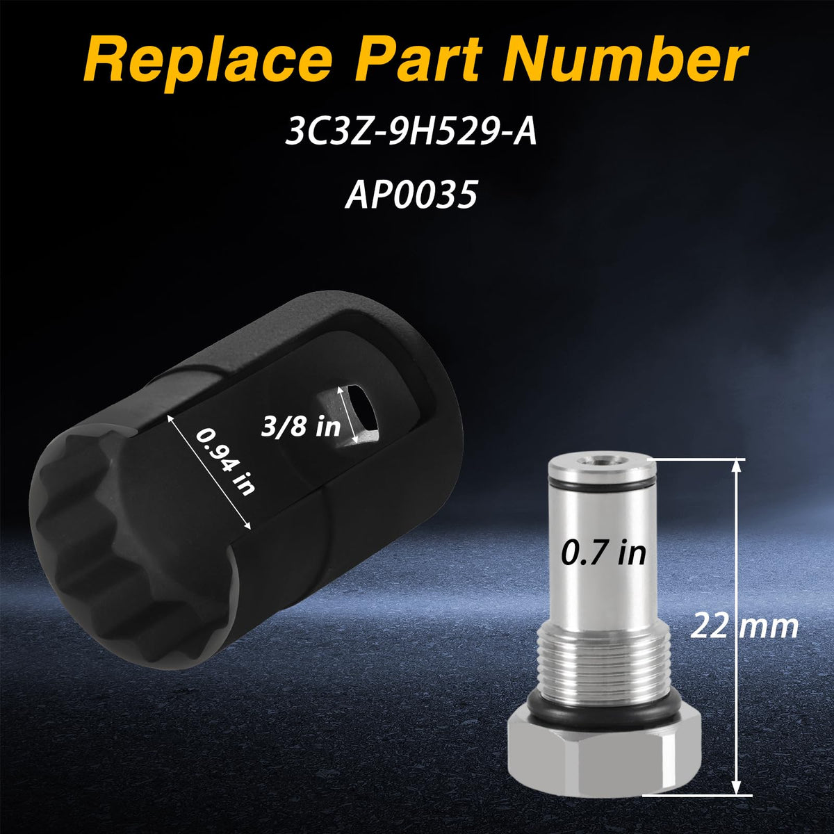 KPALAG parts next to ruler showing scale to confirm correct Ford 6.0 fitment