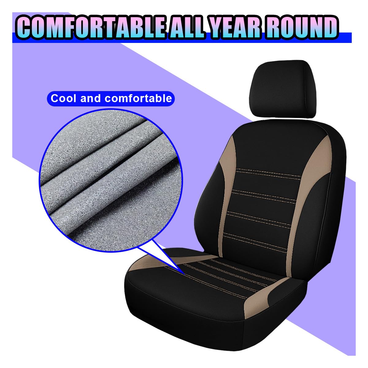 KPFILEH seat cover in vehicle interior illustrating upgraded style and comfort