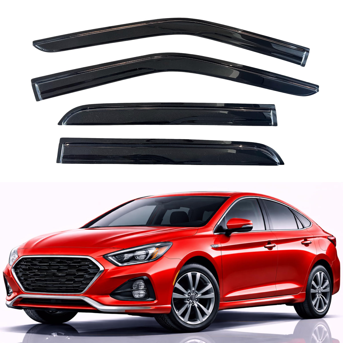 KPY front window visors mounted showing precise fit and improved airflow