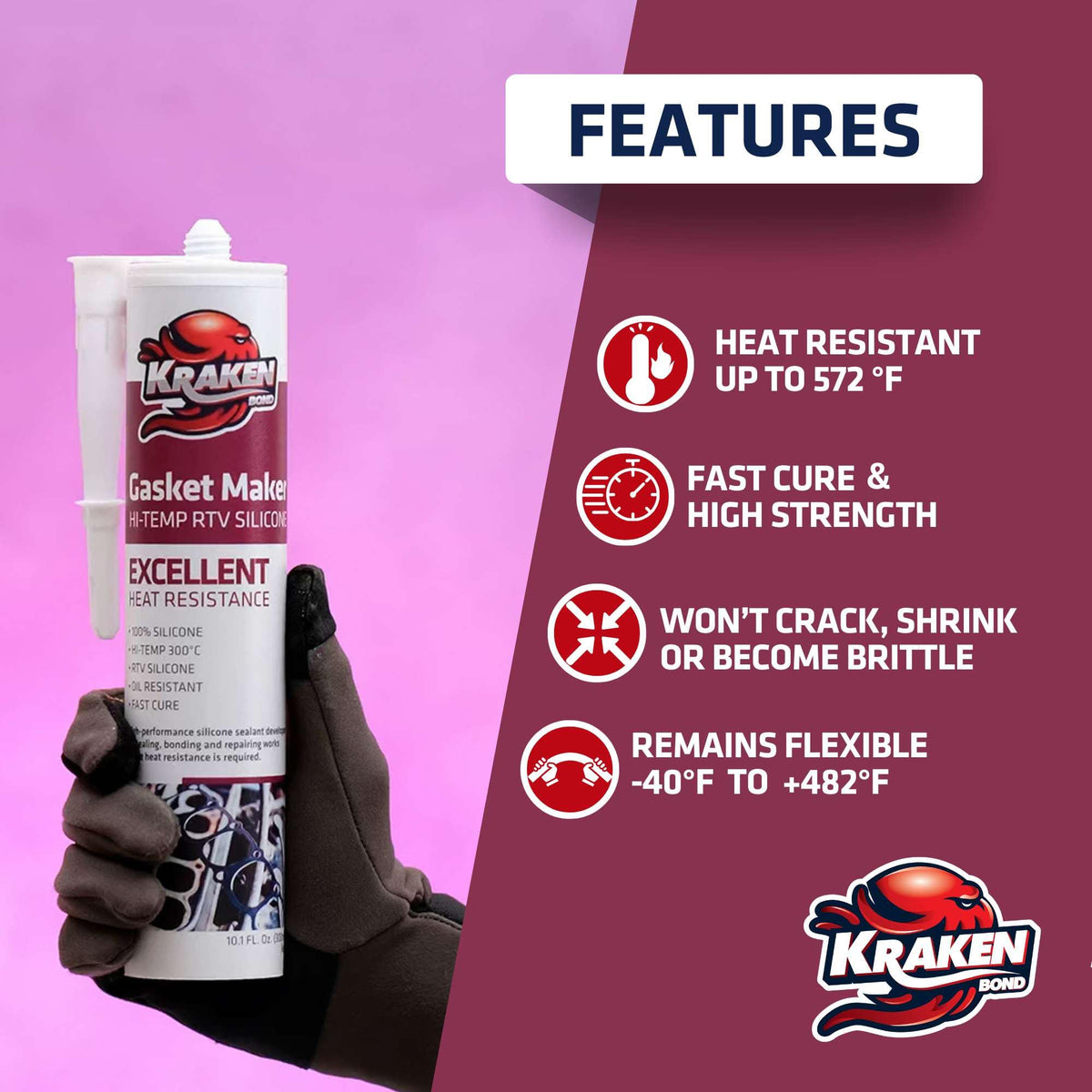 KRAKEN BOND cured texture close-up showing flexible durable seal