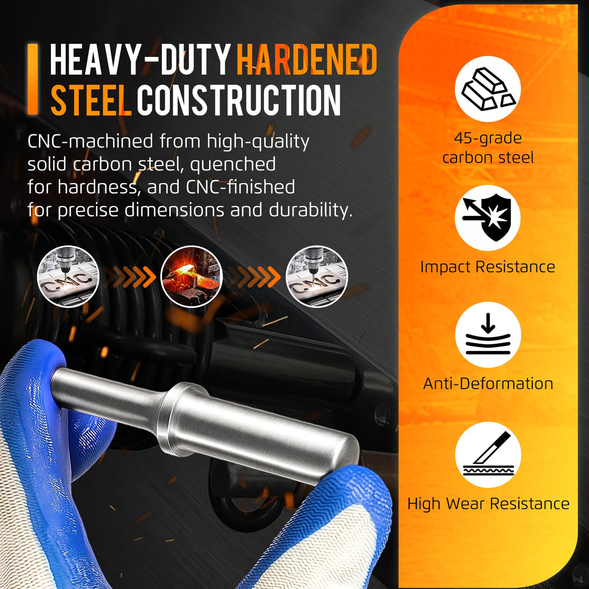 Krenlory A1605 setting a rivet to illustrate smooth, damage-free seating