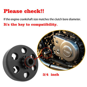KRGUOD clutch beside ruler showing 3/4" bore scale for accurate fitment