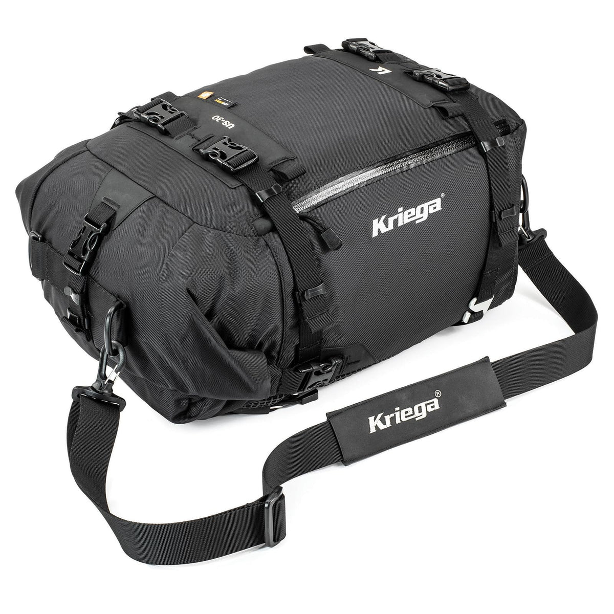 Kriega US-30 converted with shoulder strap for easy off-bike transport