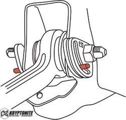 Lassos Boutique Kryptonite cam pins installed on Silverado axle improving alignment accuracy