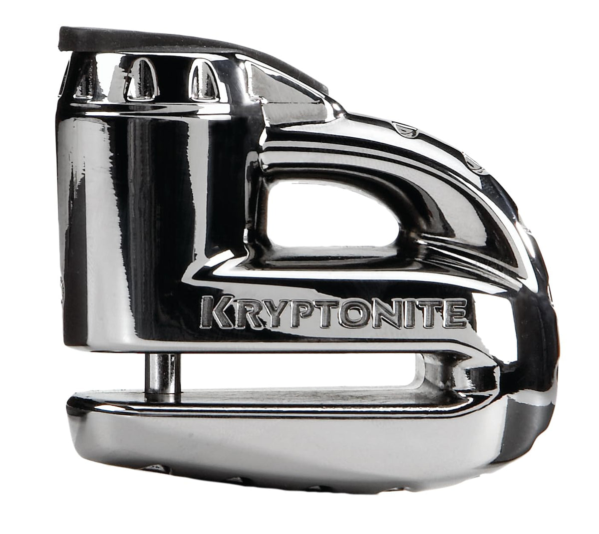 Kryptonite chrome disc lock front view showing compact secure design and corrosion resistance